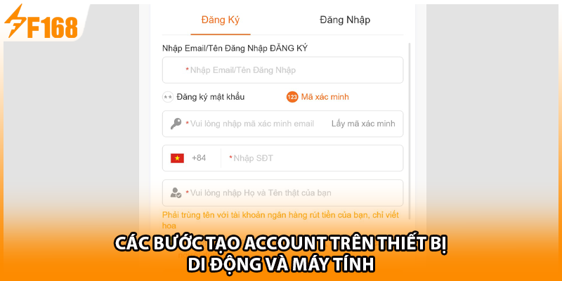 Các bước tạo account trên thiết bị di động và máy tính